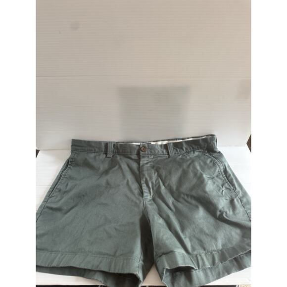 J Crew Chino Shorts Mens 36 Green Cotton Stretch Flat Front Casual 5" Inseam - Picture 1 of 11